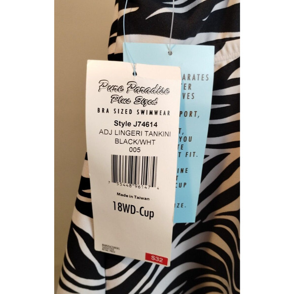 Pure Paradise Bra Sized Zebra Print Twisted Tankini Swimsuit Top 18WD-Cup - Plus - Picture 4 of 4